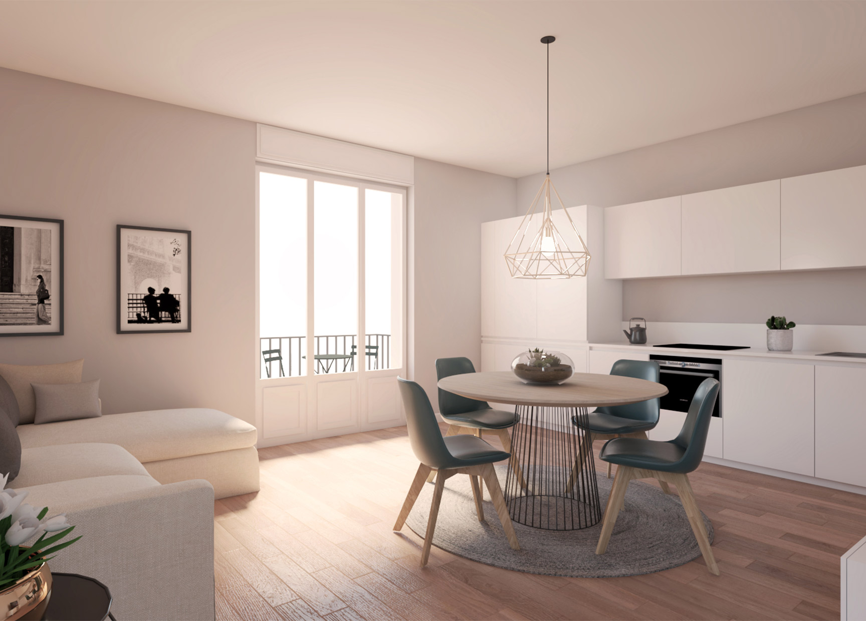 Render vista soggiorno