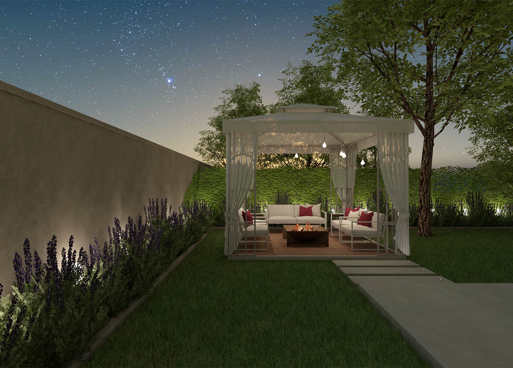 Render giardino con gazebo